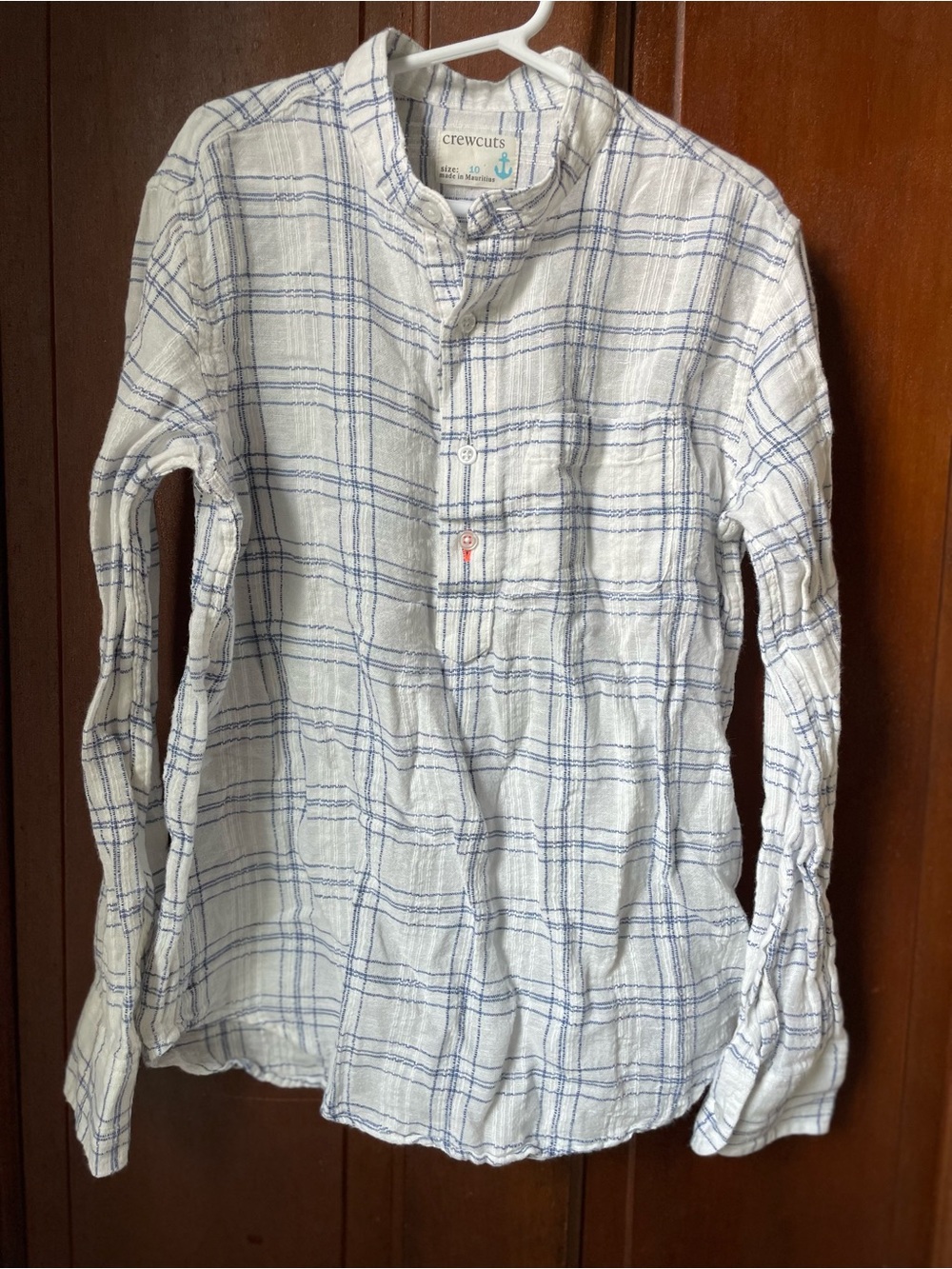 Crewcuts girls size 10 long sleeve white plaid top